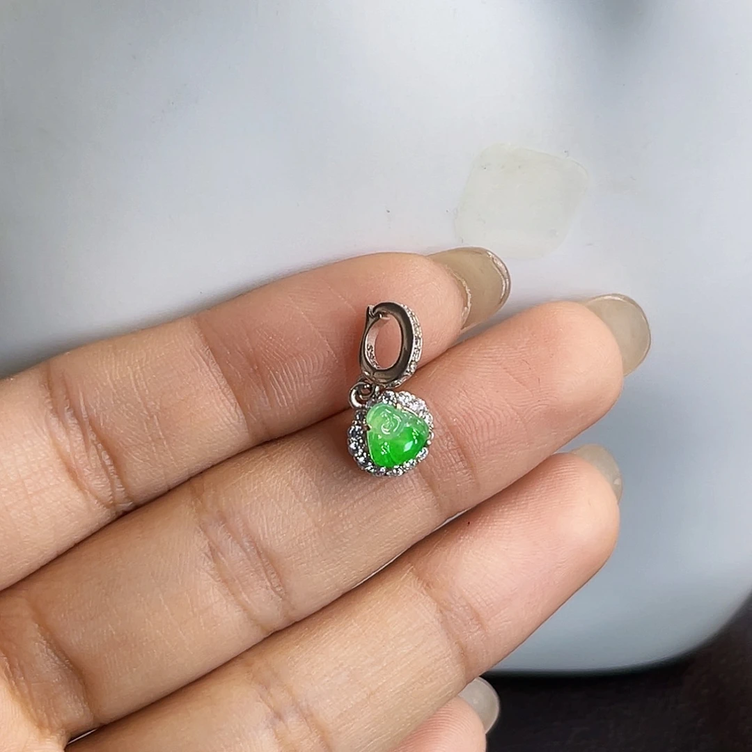 颈饰银S925镶嵌翡翠ED002飘绿佛公11