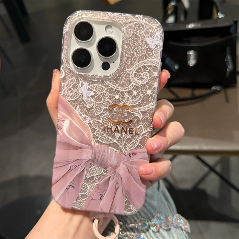 少女小香风甜美蕾丝小众适用iPhone16promax苹果15手机壳14链条13