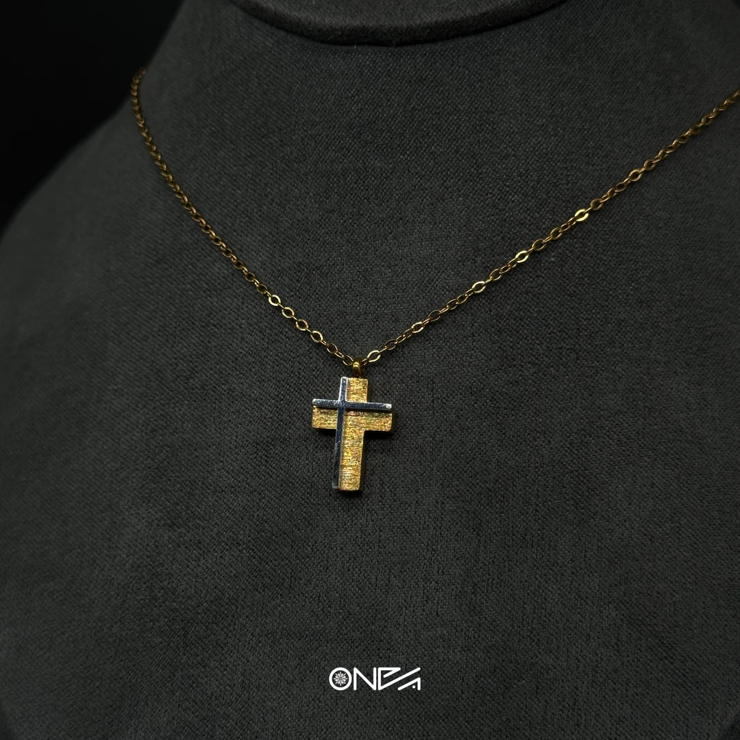 钛钢项链 ONEPART不掉色双层立体叠影拼色十字吊坠项链男女通用