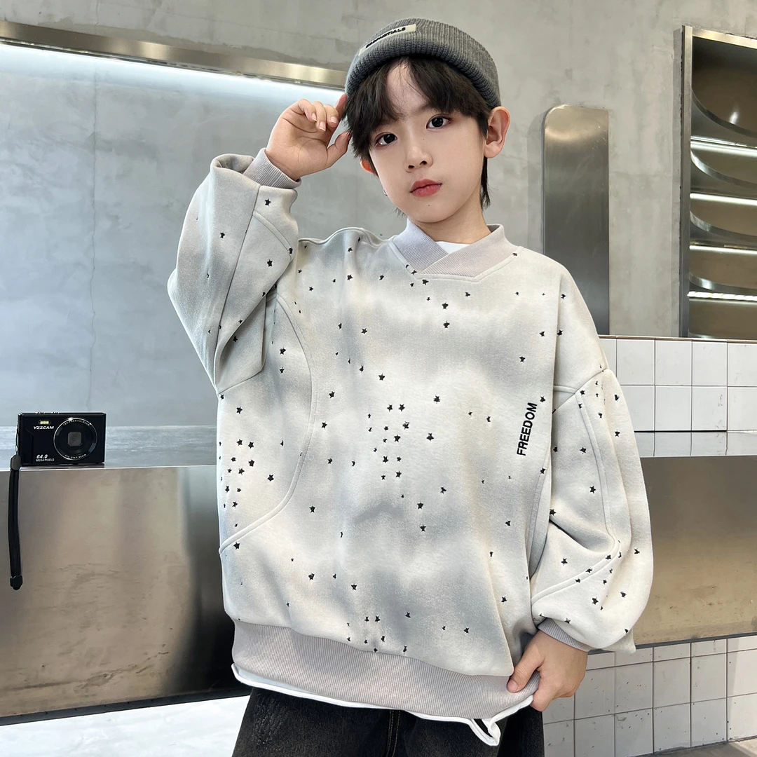 男童卫衣春秋款童装男孩宽松百搭休闲上衣中大童洋气内搭长袖秋装