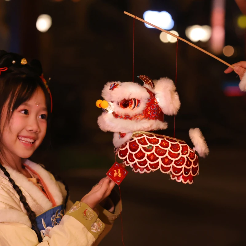 中秋节小狮子非遗手工diy灯笼材料包醒狮花灯宫灯礼物