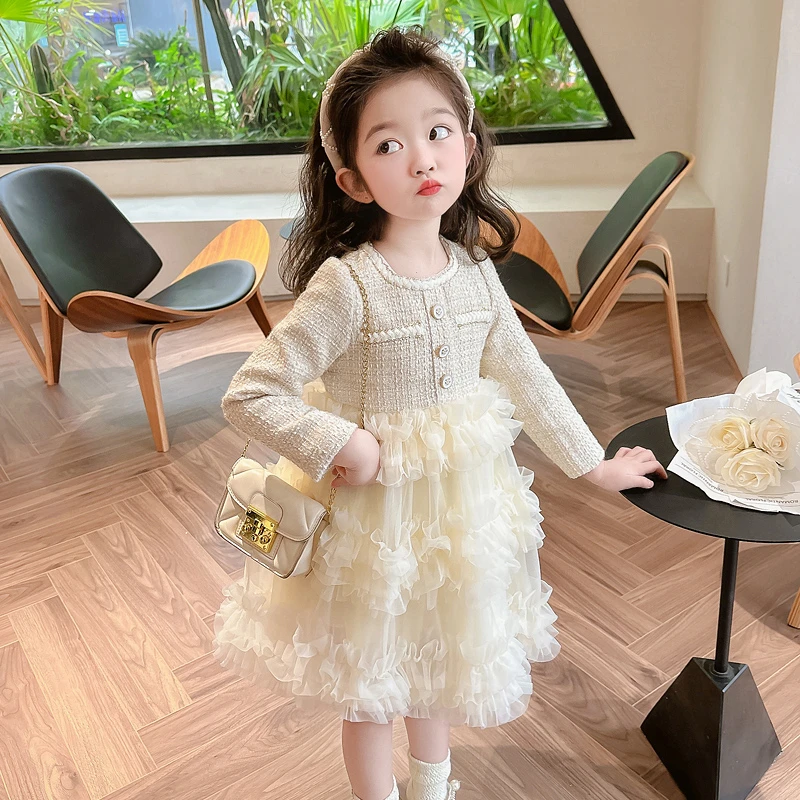 女童公主裙2025新款洋气儿童小香风连衣裙女孩纱裙女宝宝蛋糕裙子