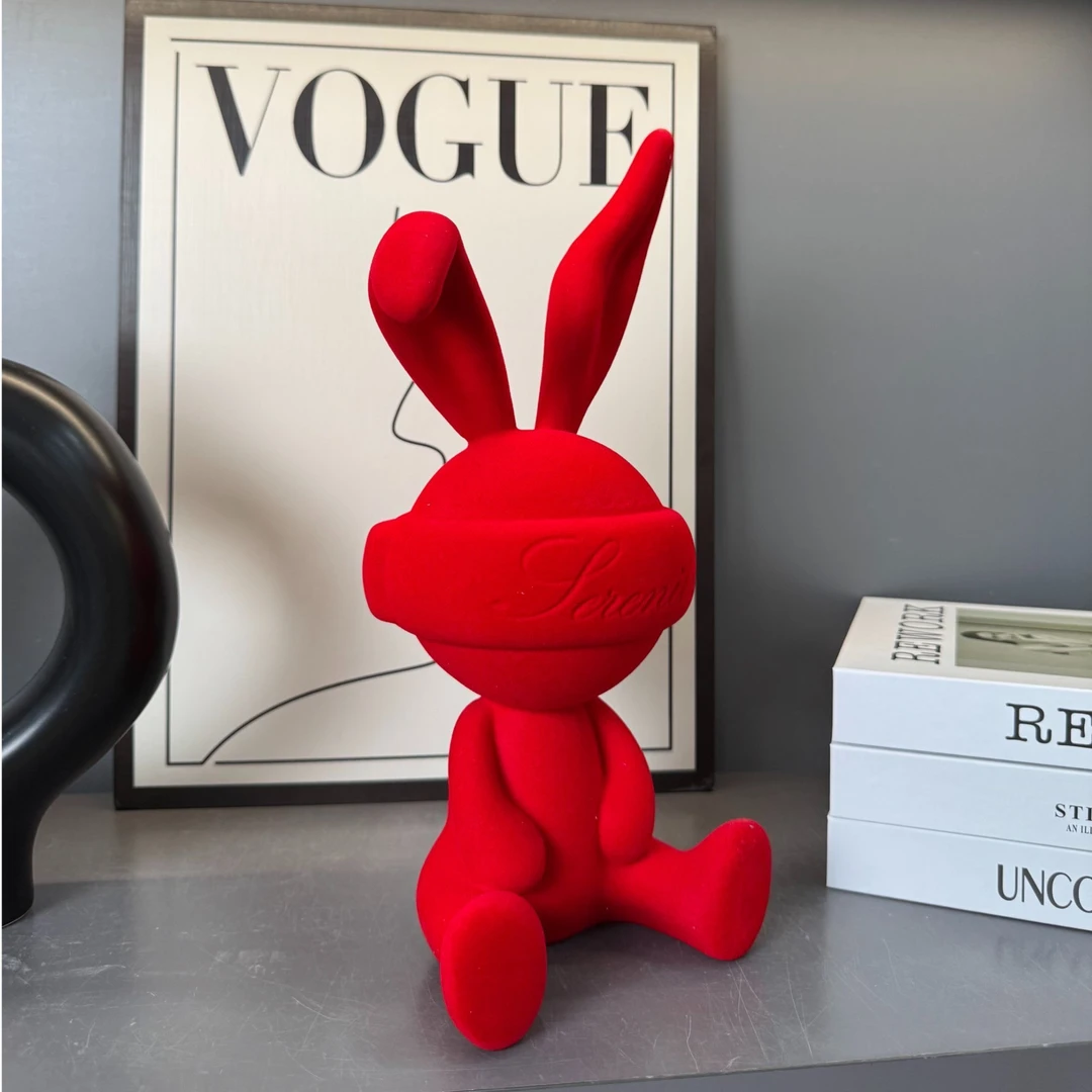 兔子坐姿摆件创意公仔客厅桌面入户玄关电视柜软装饰品装饰