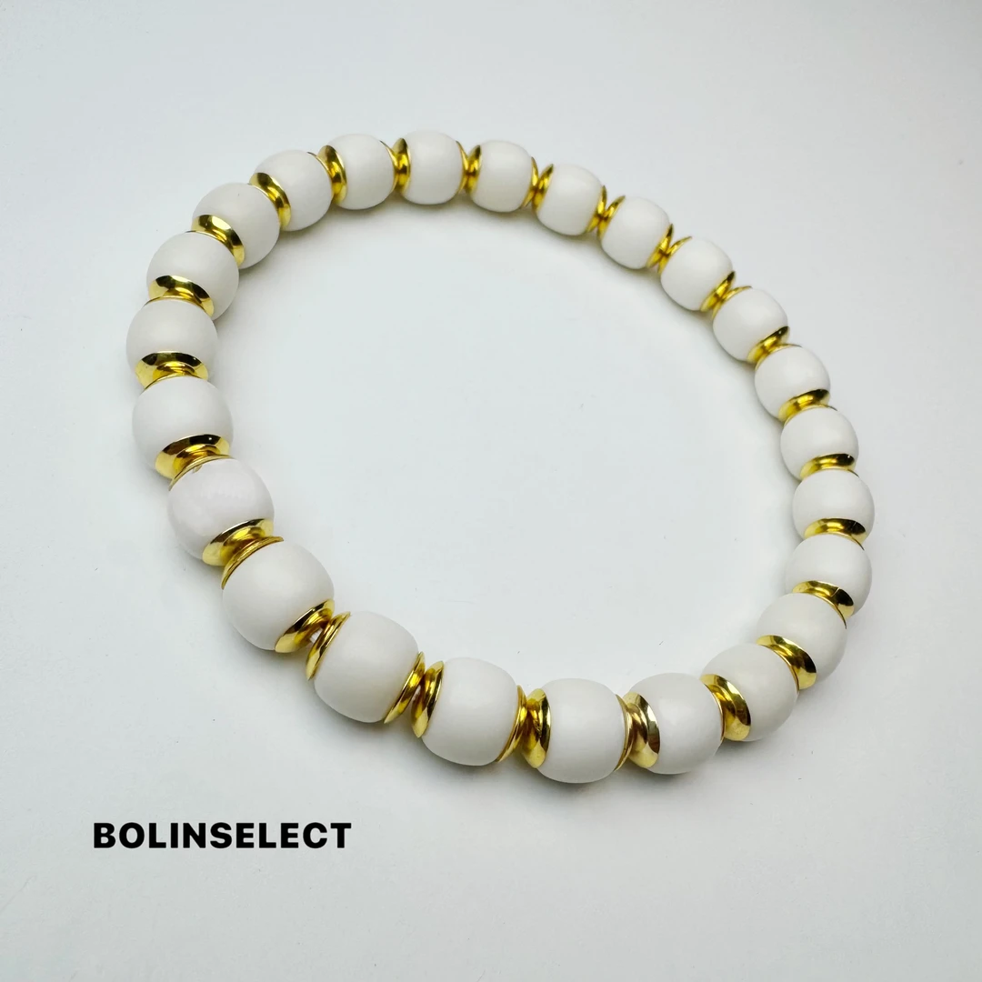 白金恐龙蛋*原生态白玉菩提 镶嵌恐龙蛋老型手串8*7mm