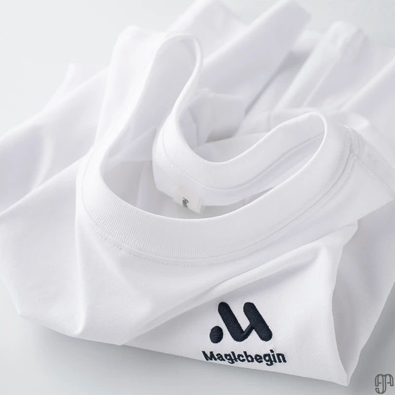 冰感舒适 新疆棉圆领t恤男设计感刺绣字母短袖修身夏季薄款半袖男