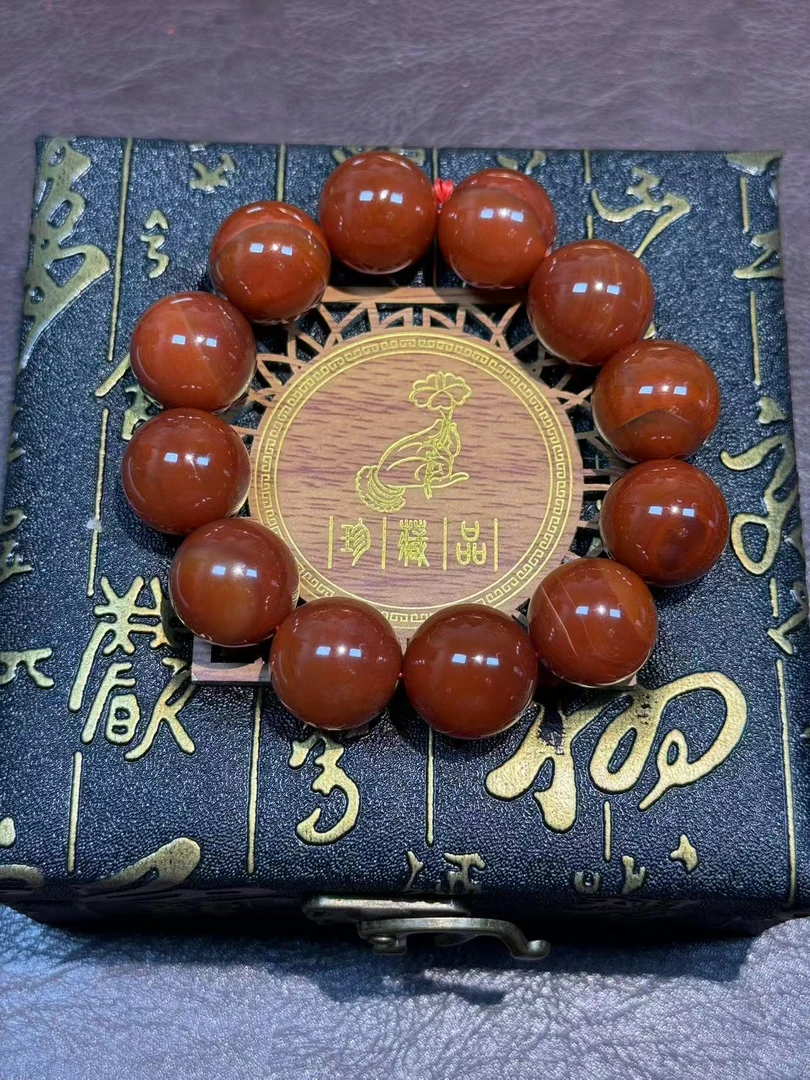 四川凉山纯天然深柿子红佛珠玛瑙20MM【假一罚三】
