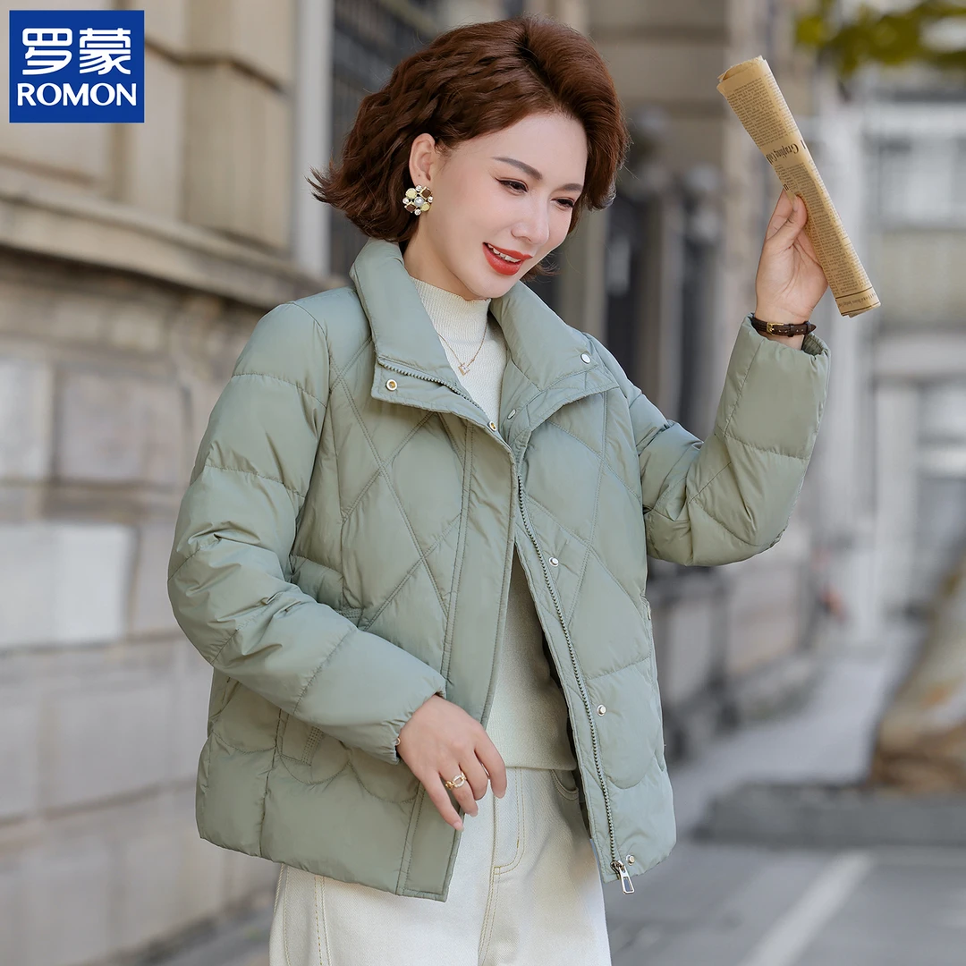 罗蒙妈妈气质立领保暖棉服中年POLO领纯色棉衣中老年女装冬季外套