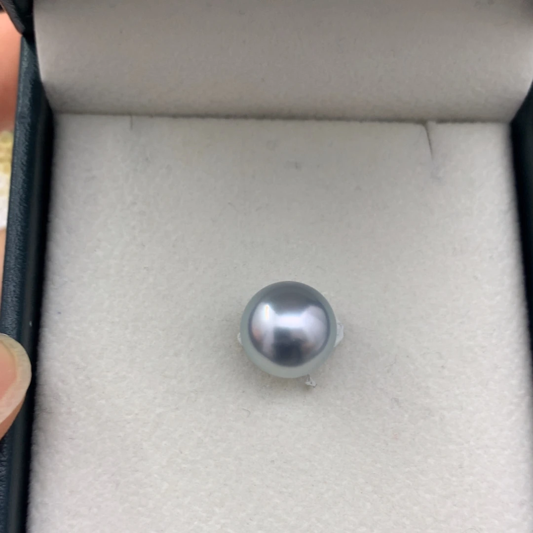 海水珍珠裸珠11.5正圆铂金灰