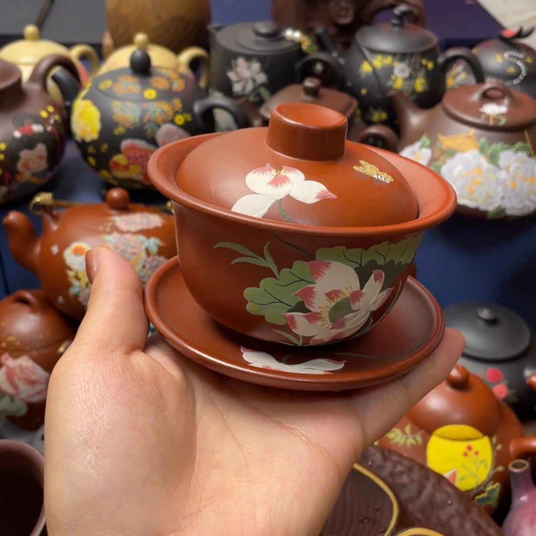 紫泥茶杯紫砂主人杯130cc