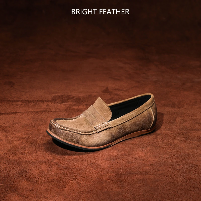 【赤羽鞋业】春夏新品休闲皮鞋男士真皮软底透气乐福鞋 M1409-39