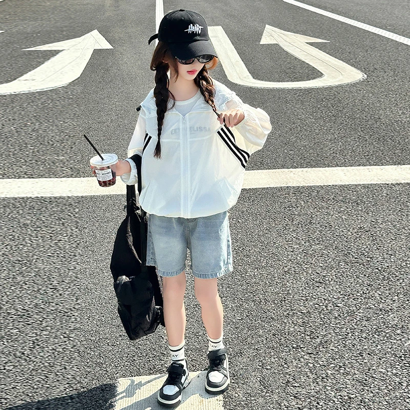 女童防晒衣夏季6-12岁儿童防晒服夏装洋气女大童薄款连帽外套上衣