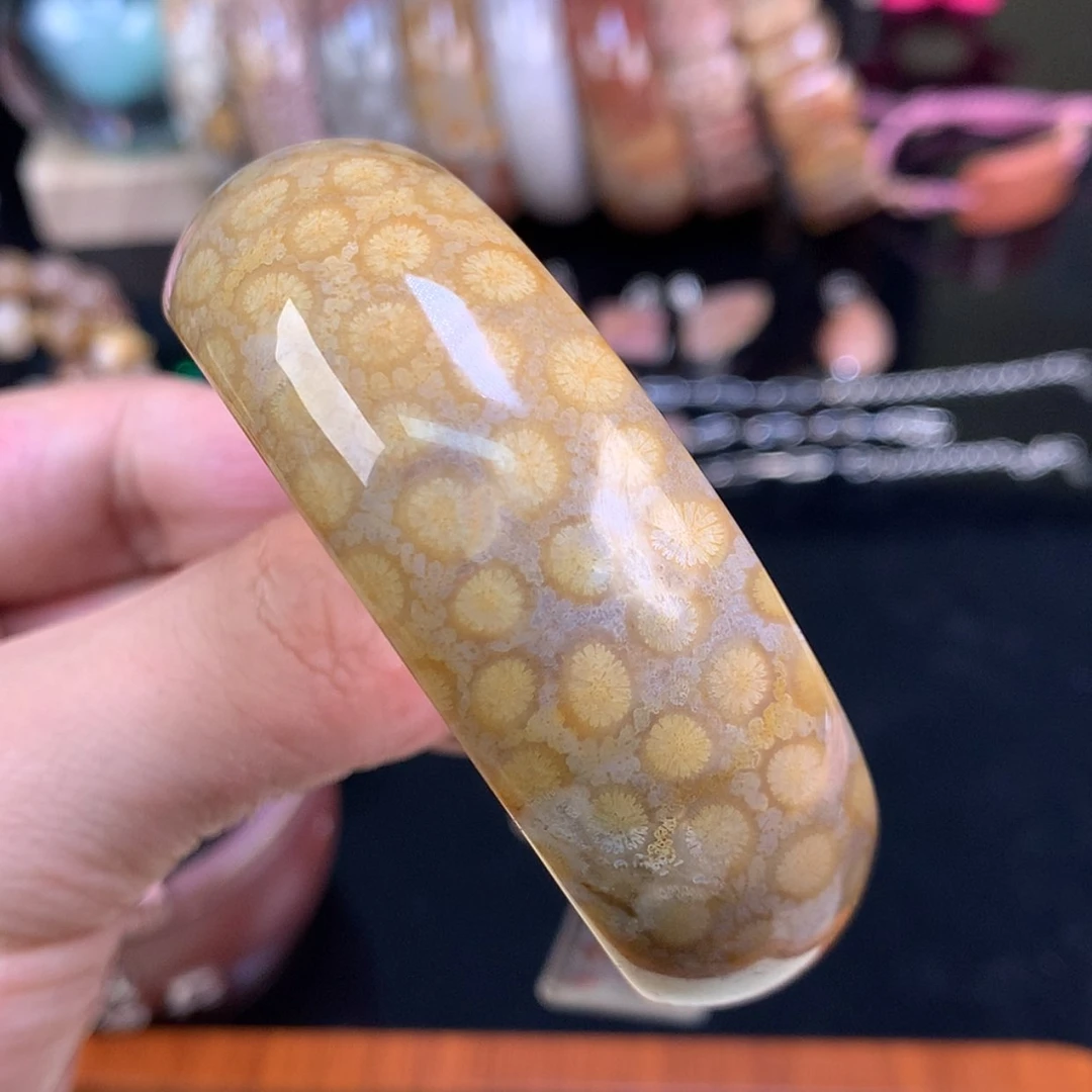 【闪购商品】颈饰未镶嵌硅化珊瑚（珊瑚玉）61号金皮豹纹55圈