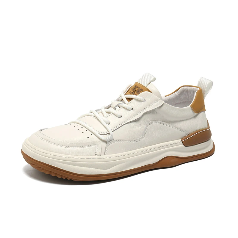 头层牛皮低帮春夏新款小白鞋男百搭真皮简约时尚百搭休闲鞋