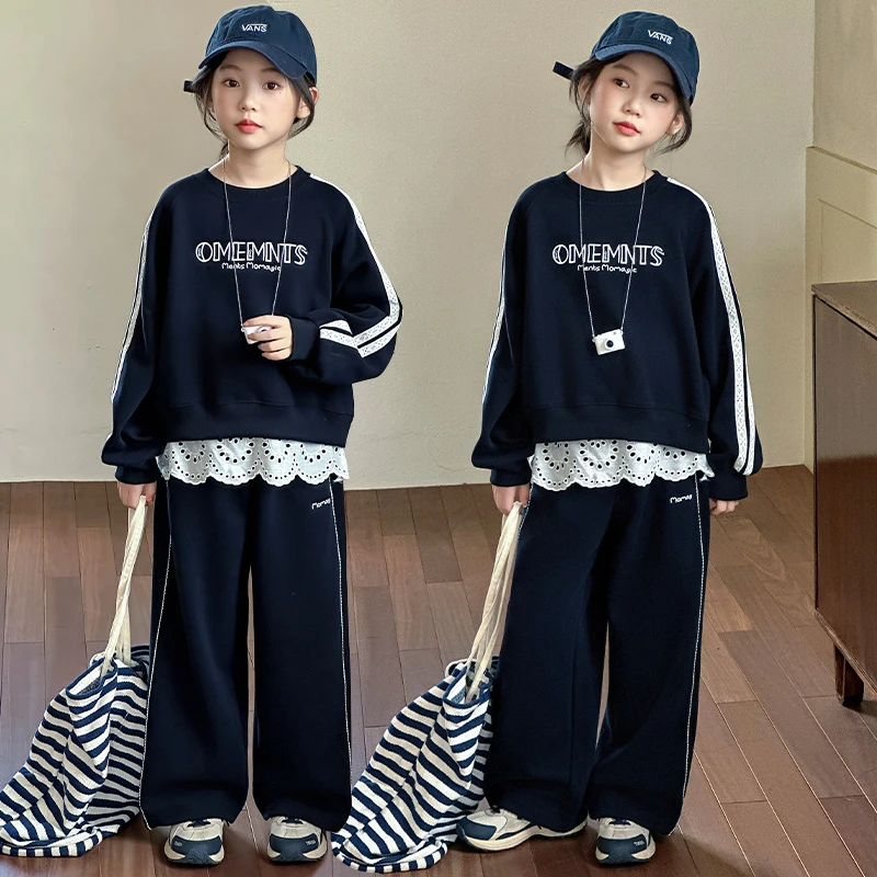 女童秋装运动套装2025新款中大童洋气卫衣儿童装春秋季潮酷两件套