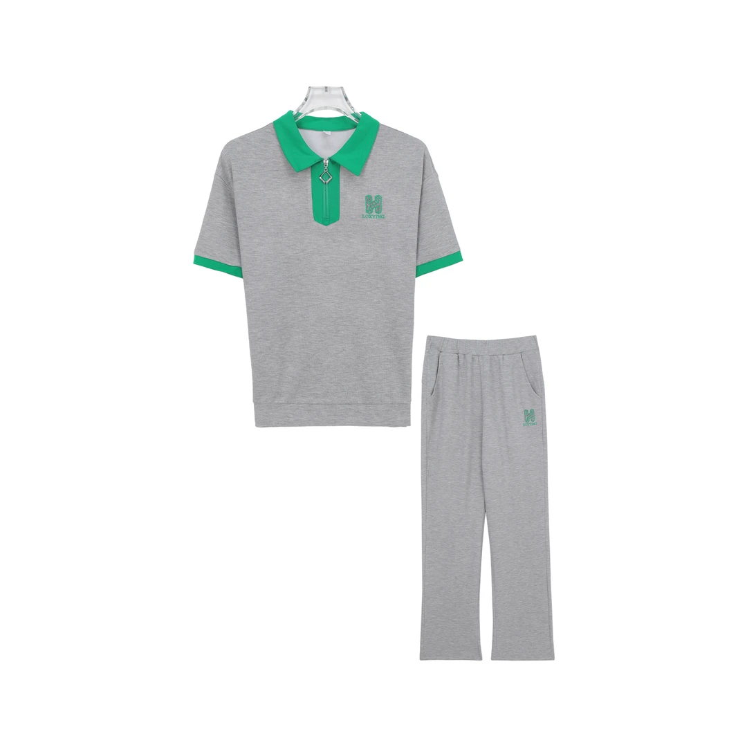 夏季POLO衫运动服套装洋气时尚翻领短袖套装Z212