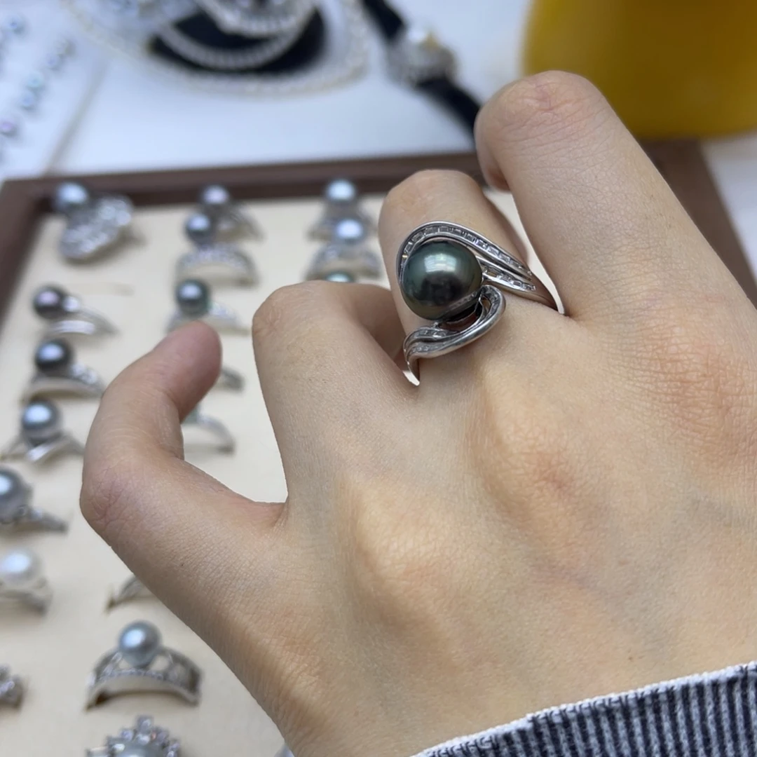 戒圈海水珍珠银S925镶嵌