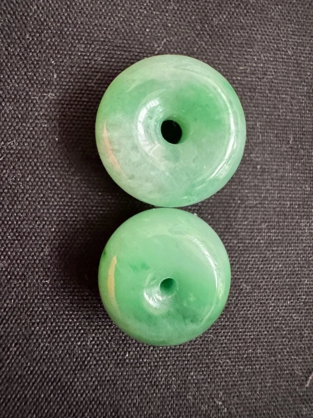 缅甸天然A货翡翠厚装平安扣情侣套绿色精美