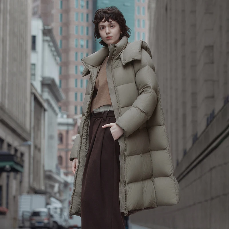 A版坦博尔24年新品雅丹风通勤轻奢零压感可脱卸帽长款羽绒服838Z