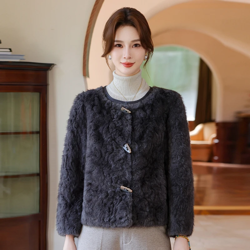 厚款冬季女宽松型长袖短款短外套网红女装