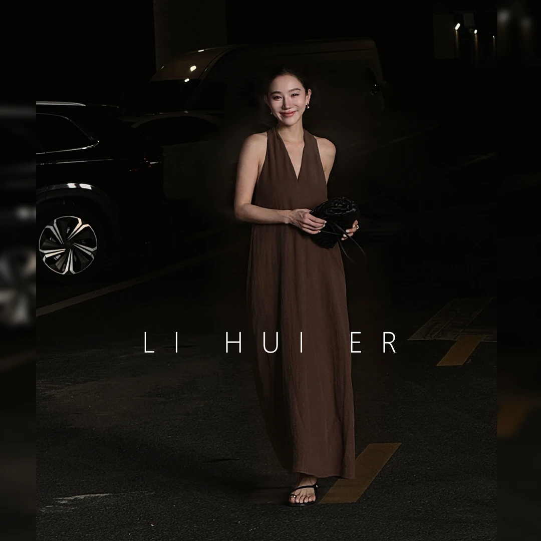 LiHuiEr李慧儿【西雅图未眠】2025夏季显瘦小众棕色连衣裙LL025134