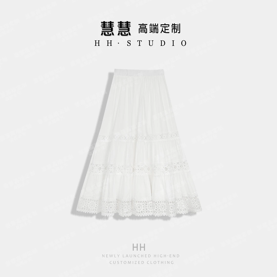 COCO Amoni 2025设计师款捏褶收腰松紧休闲潮流高腰半身裙AC128