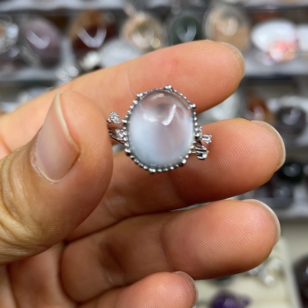 【闪购商品】银S925镶嵌珠宝半成品水晶戒指