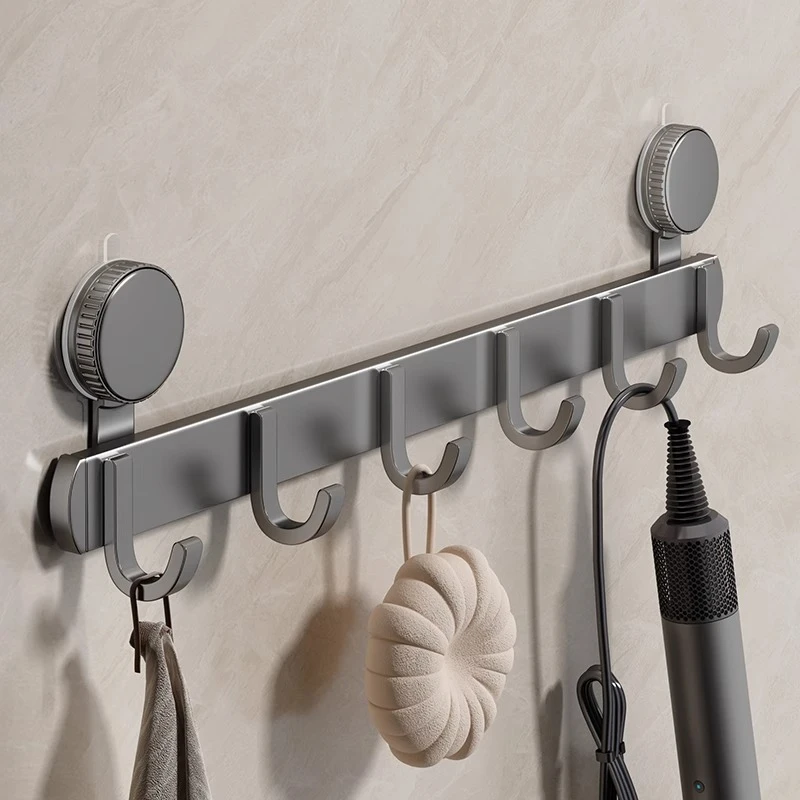 优勤吸盘浴室挂钩毛巾架壁挂免打孔入户门后一排强力承重厨房排钩