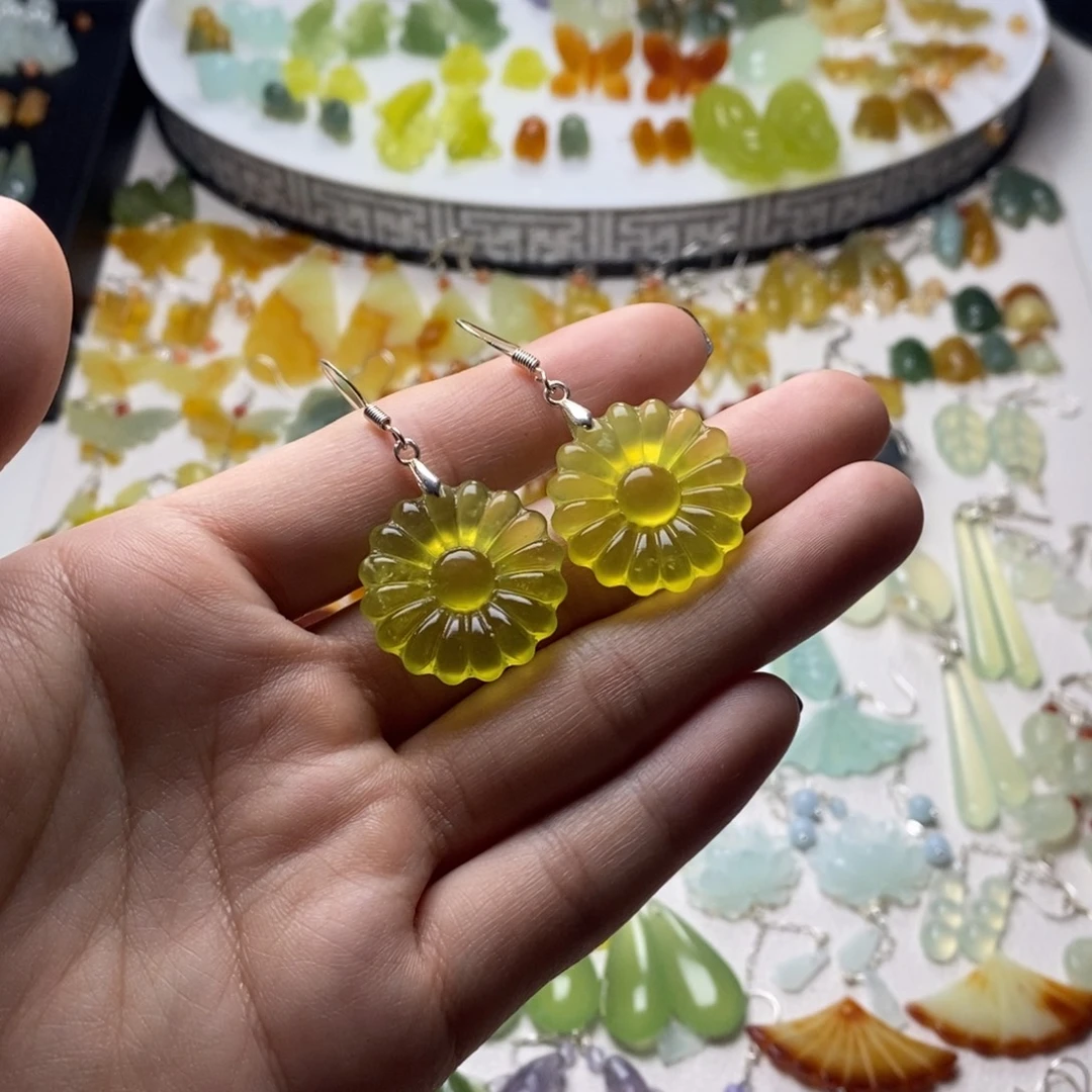 蛇纹石玉合金耳饰/颈饰