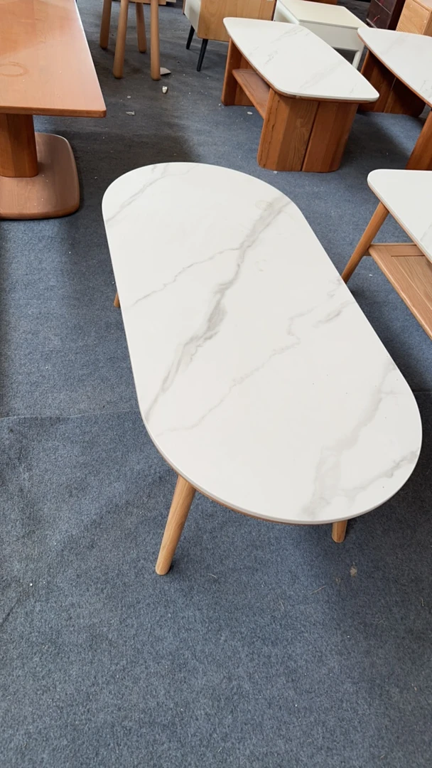 岩板面全实木茶几