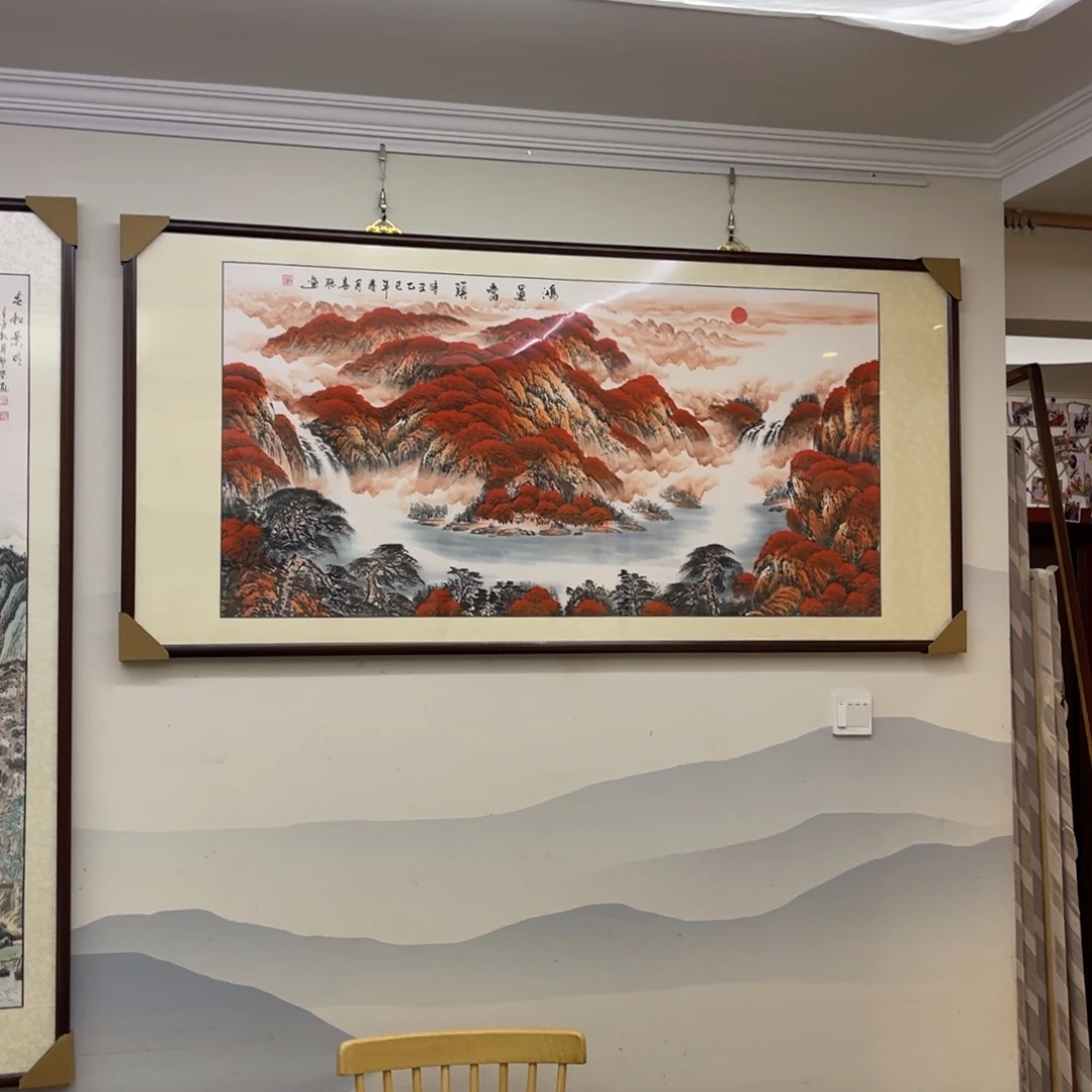 国画四尺鸿运当头画框一幅