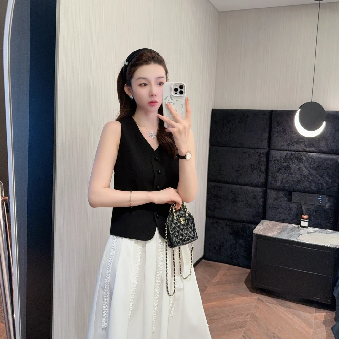 【大静静】高质感·黑西装气质无袖马甲