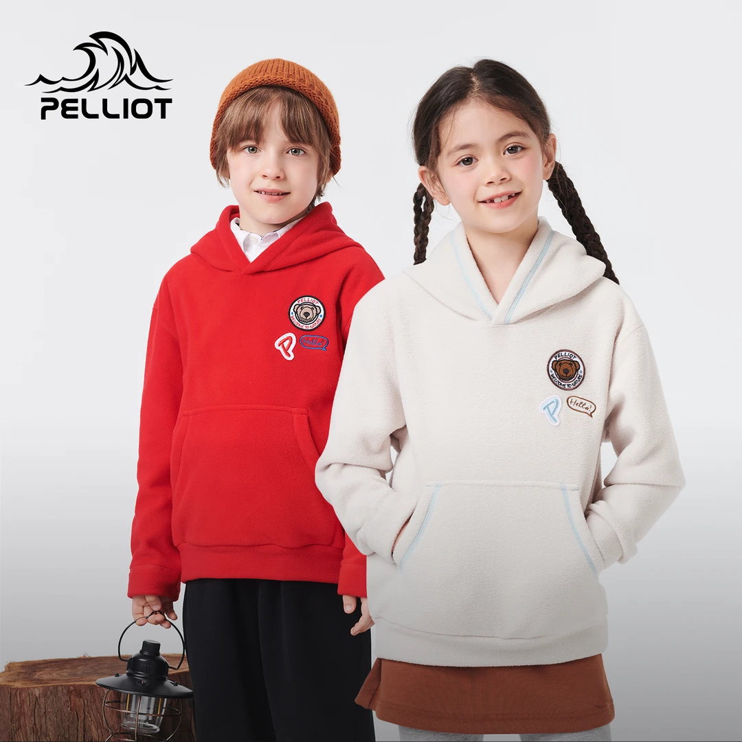 伯希和新款抓绒衣户外保暖套头卫衣男女童摇粒绒外套休闲连帽卫衣