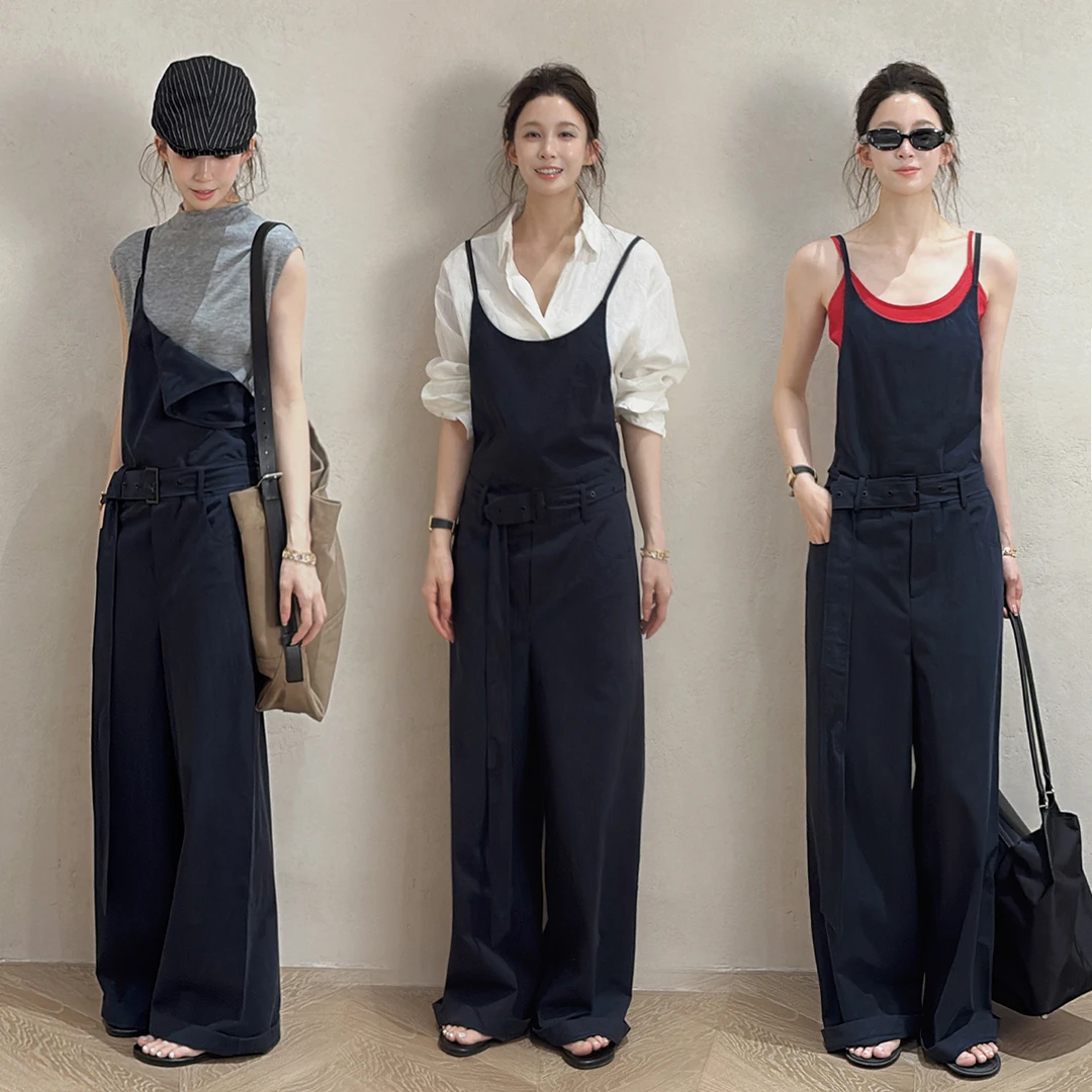 Z.blues【复古画报裤】吊带轻薄藏青蓝连体裤YZJXYT018