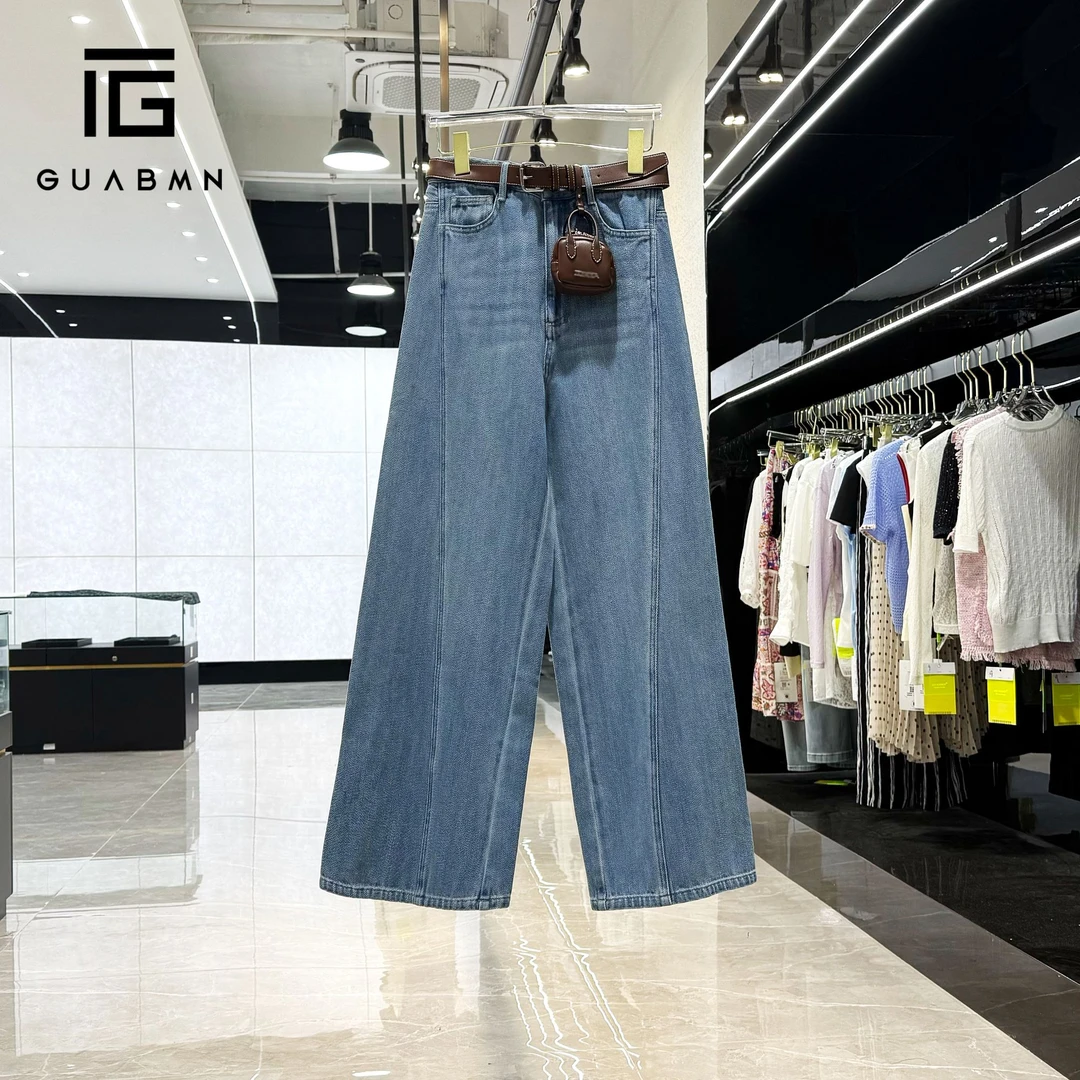 GUABMN2025夏季新款通勤直筒宽松显瘦阔腿牛仔裤休闲夏日穿搭5302