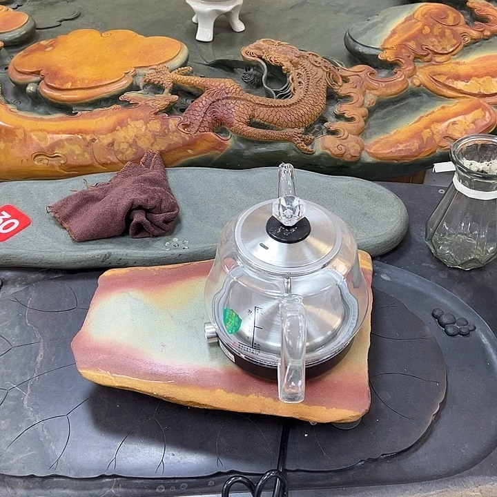 端砚石底座自动上水烧水壶