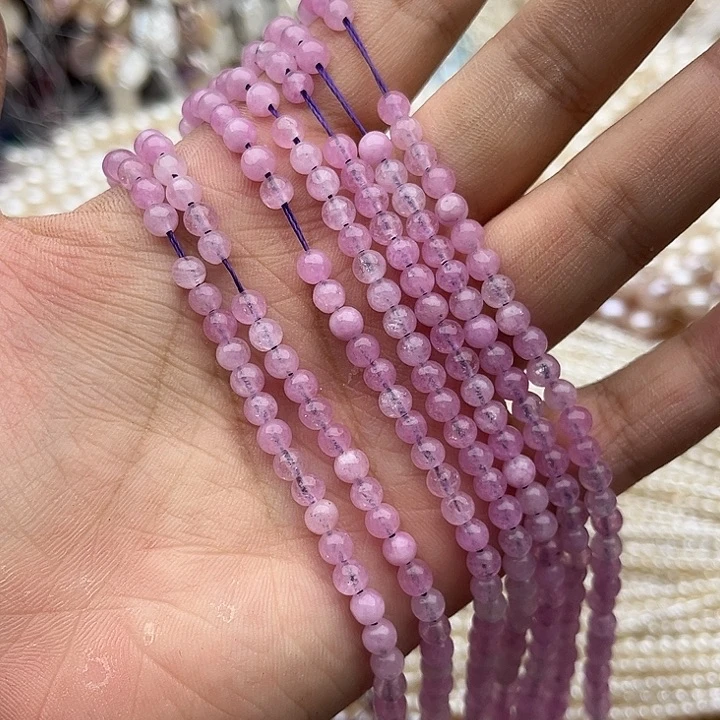 玛瑙/玉髓未镶嵌珠宝半成品一条4mm左右紫锂辉