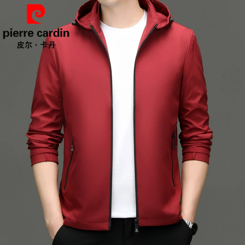 皮尔卡丹新款秋季休闲舒适男百搭外套男士连帽商务夹克