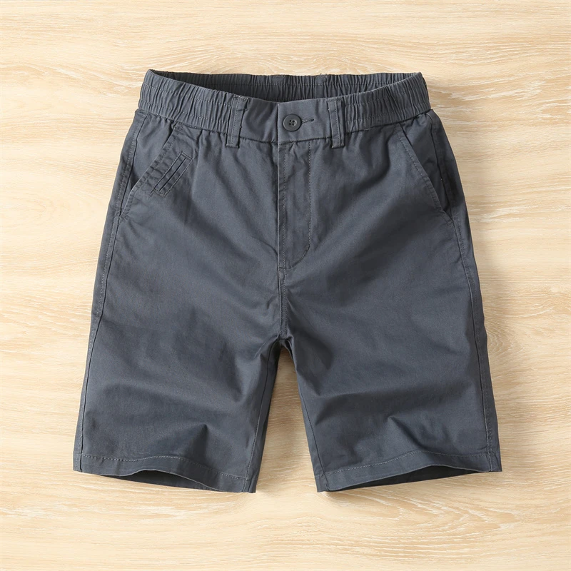 夏季新款美式休闲复古五分短裤男时尚潮流纯色弹力修身直筒短裤子