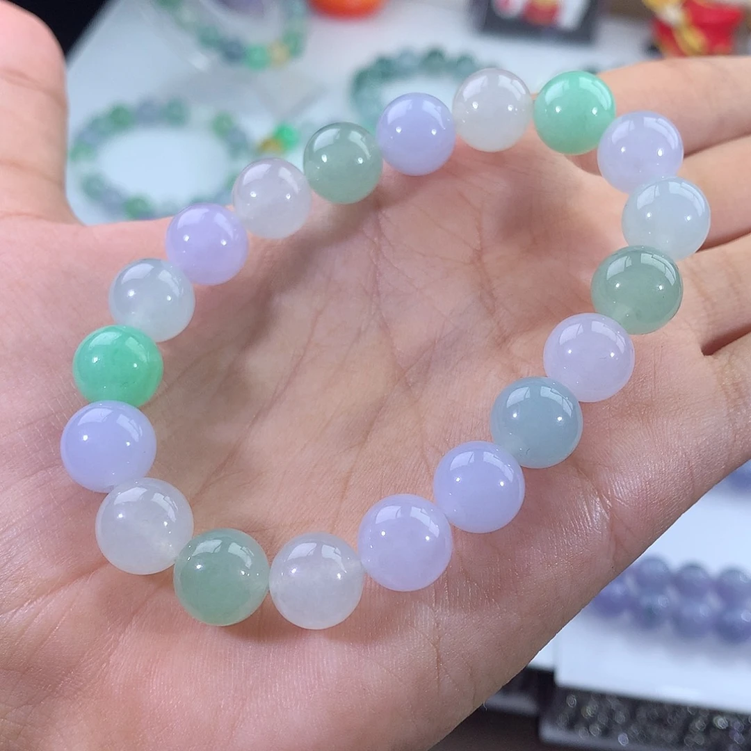 翡翠未镶嵌手链冰胶马卡龙手串