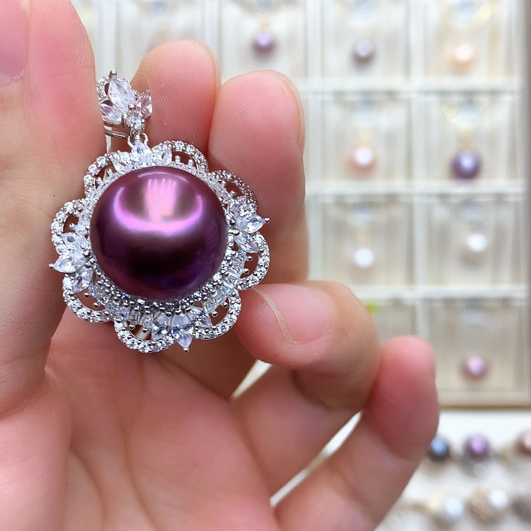 淡水珍珠颈饰银S925镶嵌蚕*豆