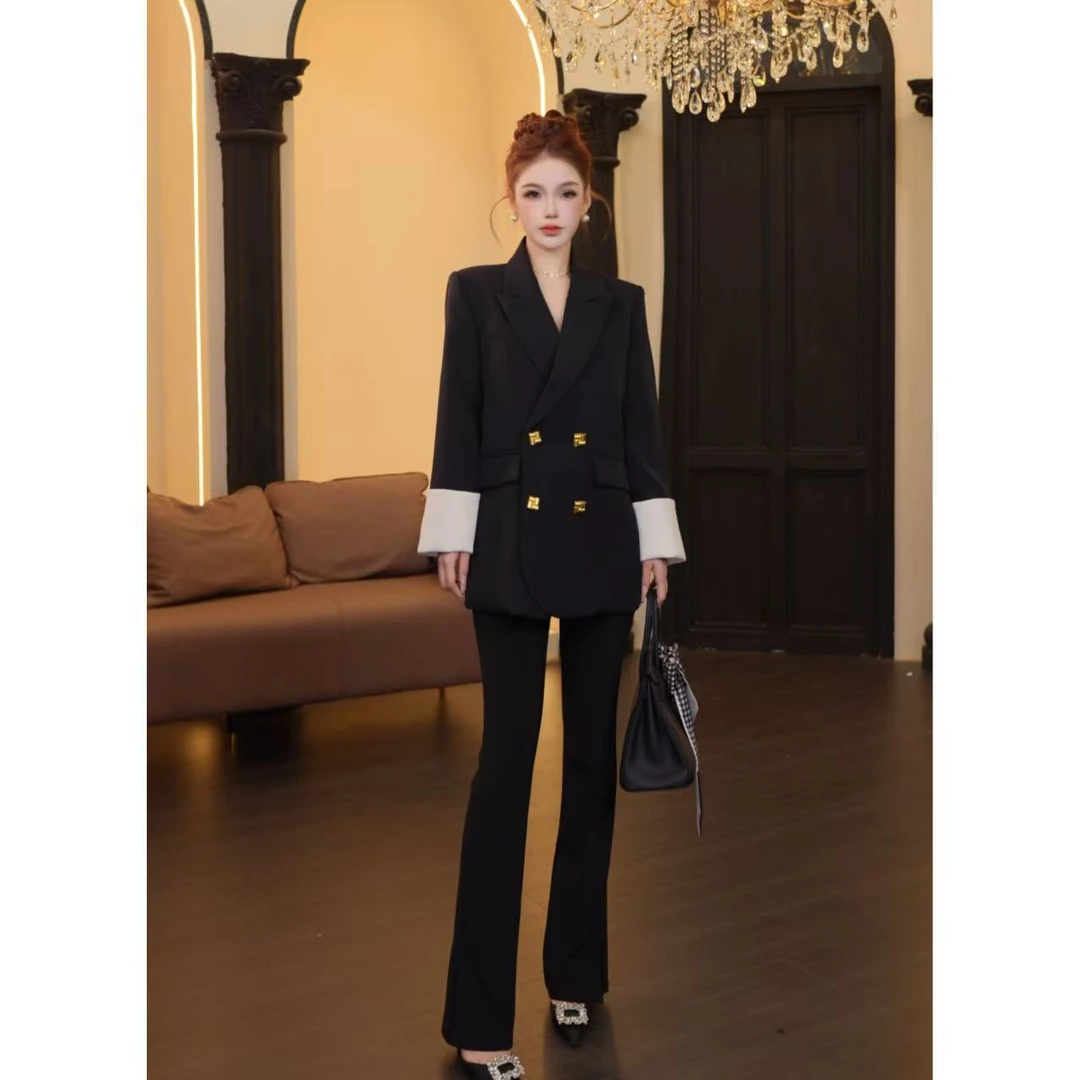 【温迪专属】千金风黑色西装外套女2025年秋季显瘦西服上衣JX1599