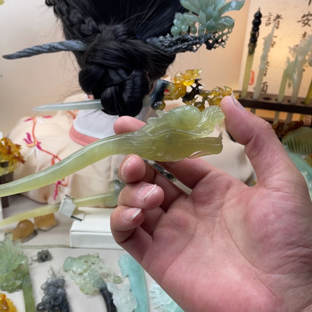 蛇纹石玉合金发饰发簪