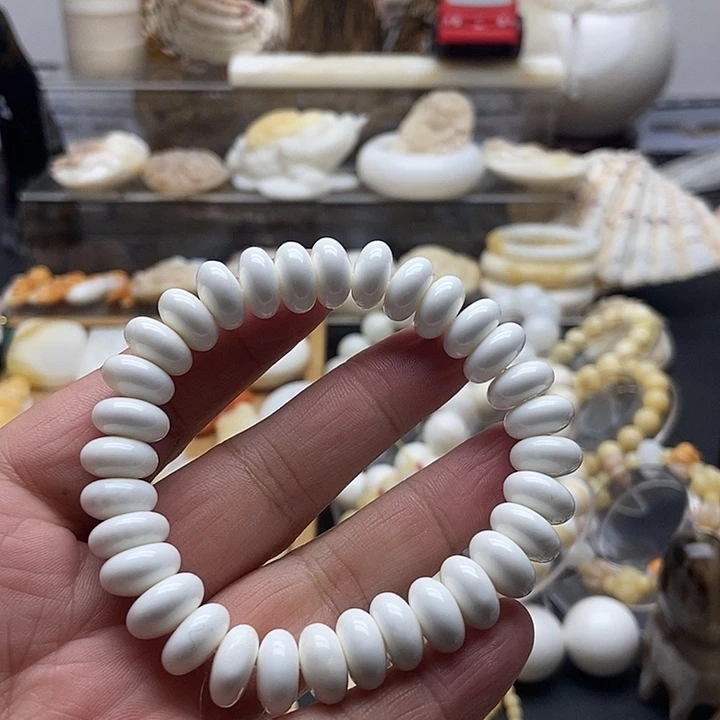 非金属贝壳全白通货算盘珠1.2单圈