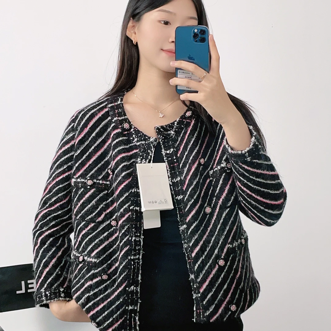 95新 Chanel/香奈儿 棉织外套38码黑拼色/250722JJKXH49