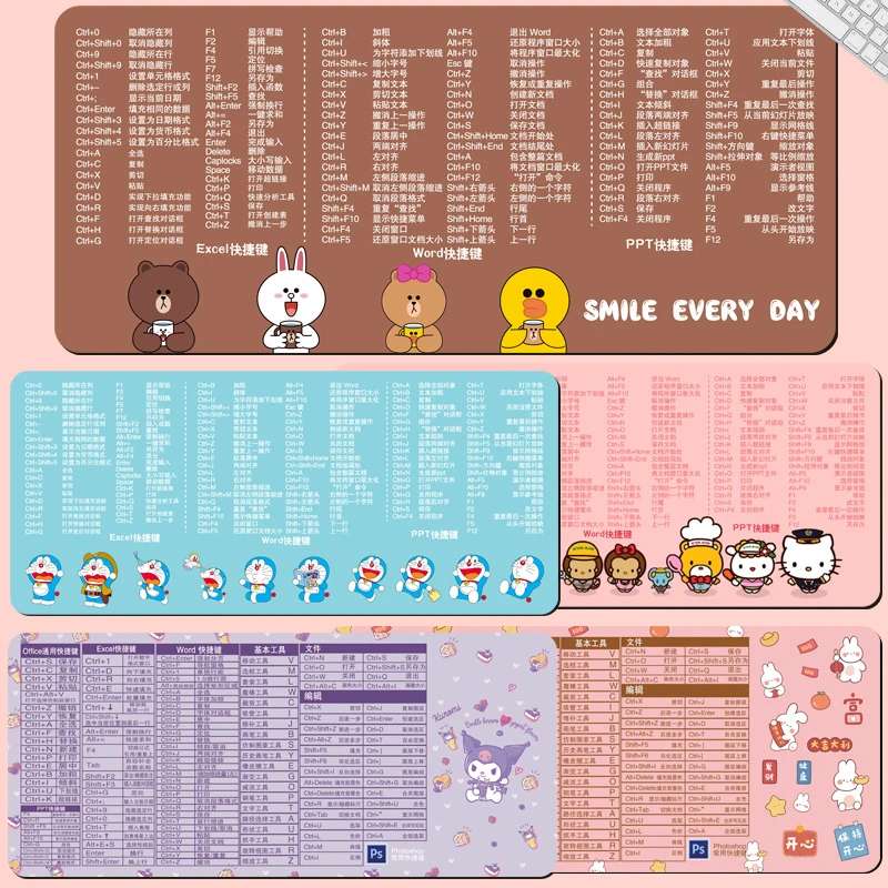 超大号鼠标垫电脑桌垫办公快捷键大全键盘垫笔记本女生学习书桌垫