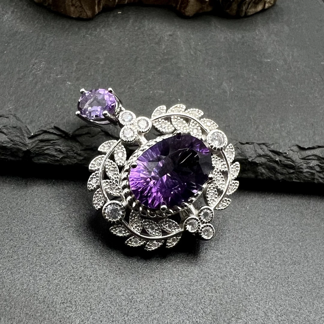 古董珠宝款S925紫水晶吊坠  KT24071113