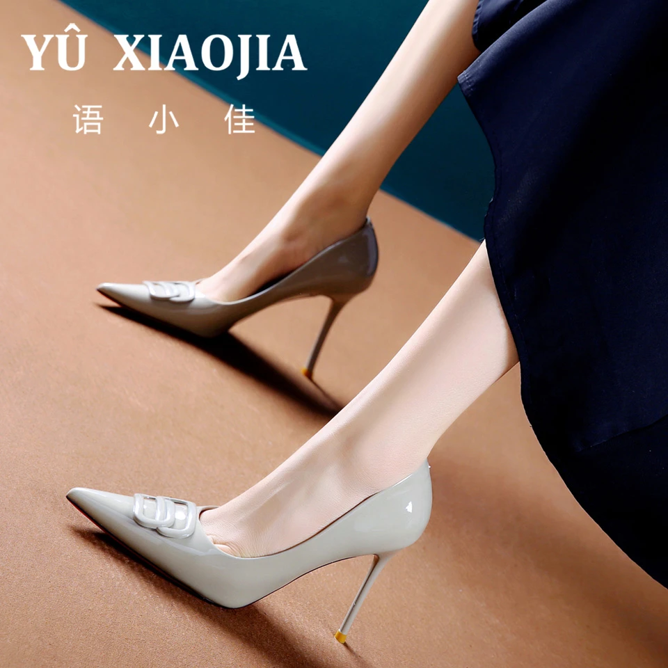 8CM[已开价]灰色高级感尖头高跟鞋女春季通勤浅口细跟单鞋3323-55