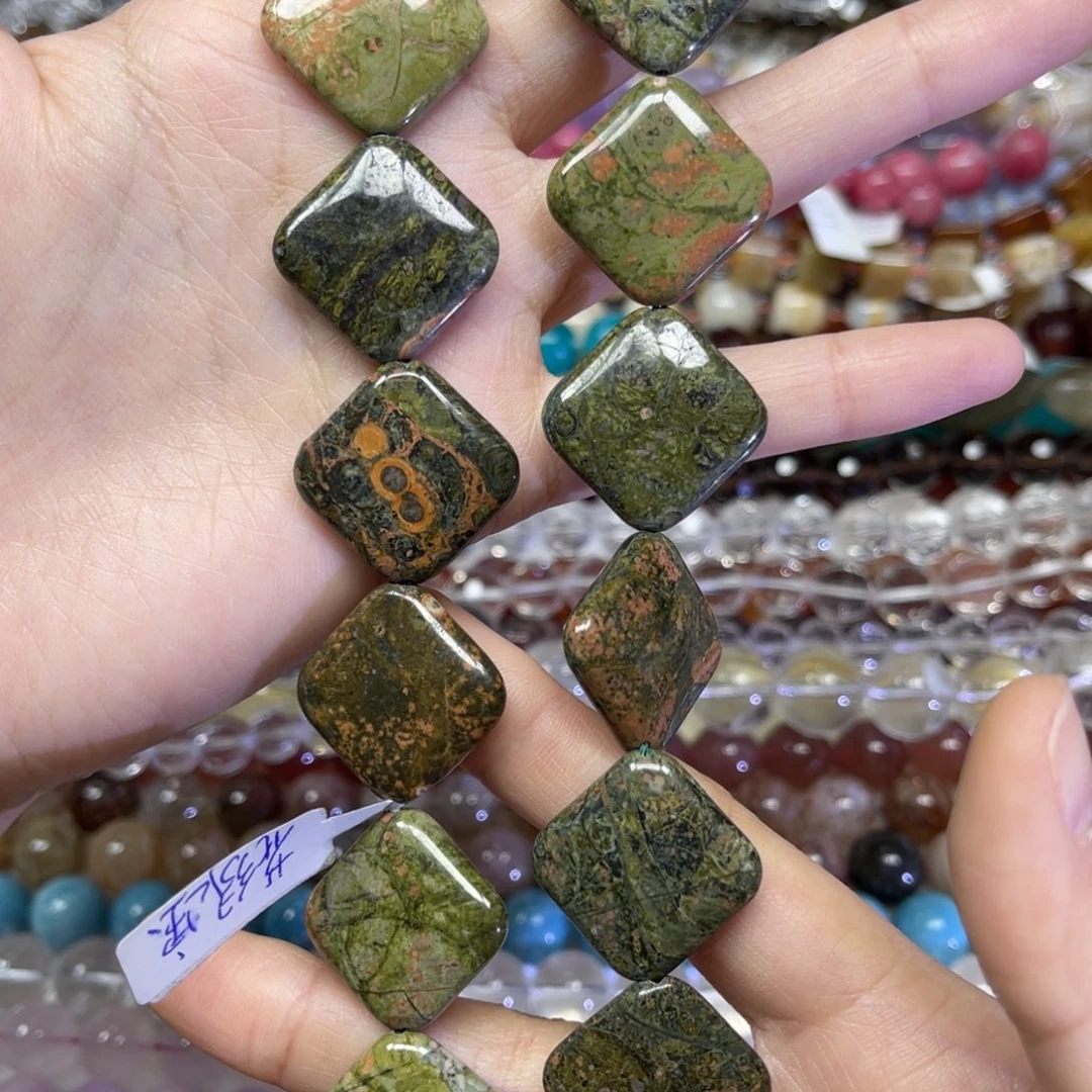 玛瑙/玉髓散珠天然花绿宝卡20长条38厘米