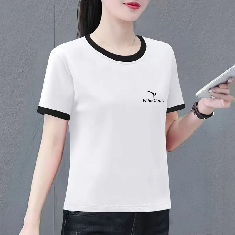 100纯棉短袖女夏季新款宽松显瘦百搭印花t恤圆领上衣女体恤时尚女