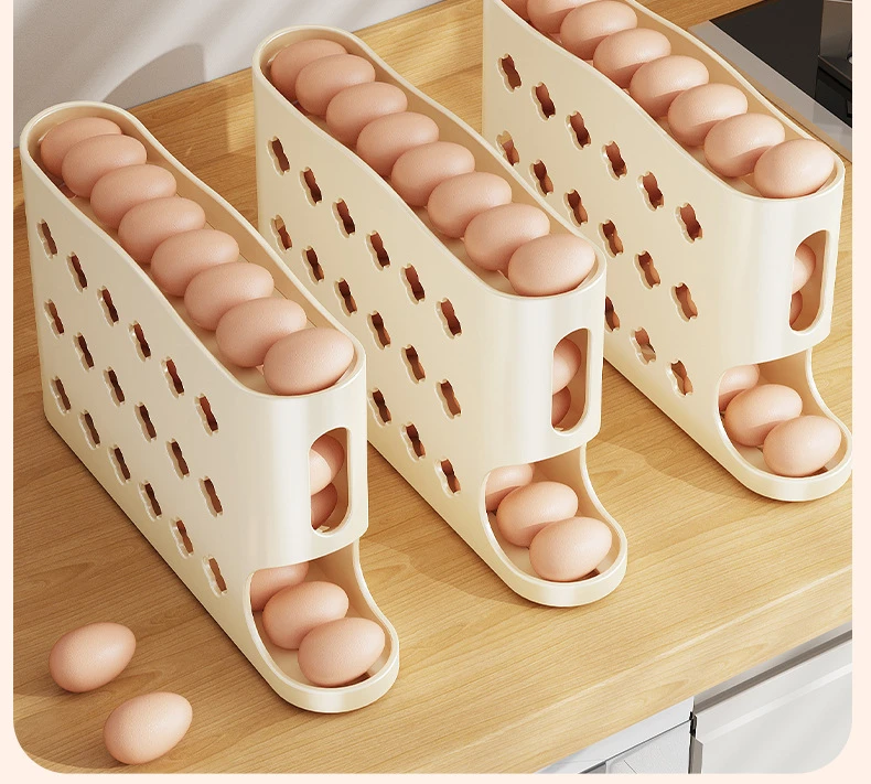 滑梯鸡蛋皮带收纳盒4层梯式鸡蛋皮带盒收纳冰箱侧门大容量器家用